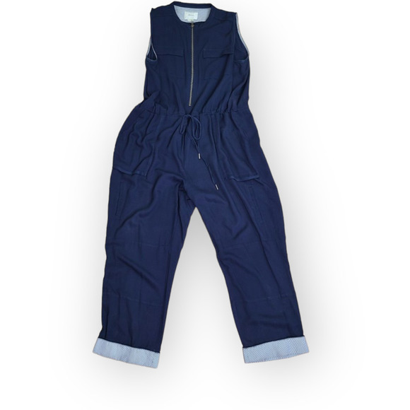 ANTHROPOLOGIE Elevenses Modern Straight Leg Jumpsuit  Navy Sz XXS - Picture 6 of 12